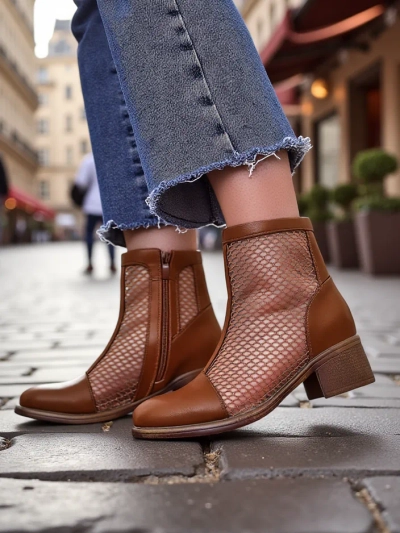 Bottines perforées pour femmes Royalfashion sur un petit talon Rowices