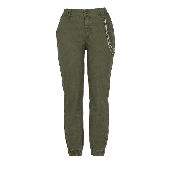 Pantalon cargo vert pour femme avec chaîne - Pantalon 1