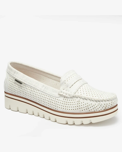 OUTLET Mocassins blancs pour femme avec finition brillante Metiga - Footwear