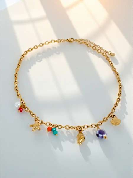 Collier Atena Charm Sea – amulettes dorées avec des motifs marins