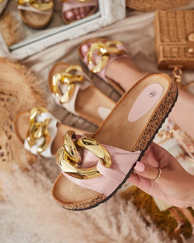 Chaussons roses pour femme avec une décoration Sofig- Footwear