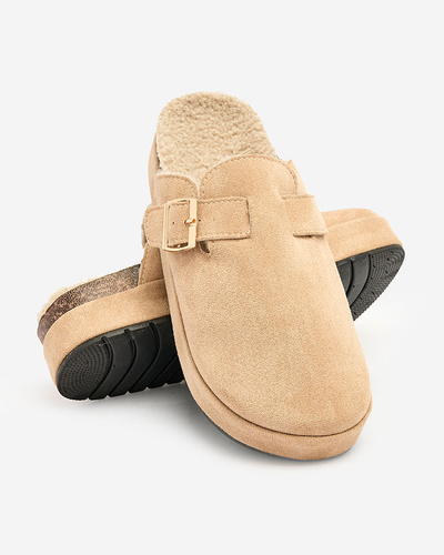 Royalfashion Pantoufles pour femmes avec peau de mouton et boucle Kajis