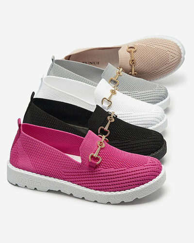 Baskets à enfiler pour femmes Fuchsia avec ornements dorés Enelida - Footwear