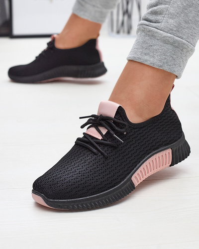 Chaussures de sport noires pour femmes avec empiècements roses Keteti - Chaussures