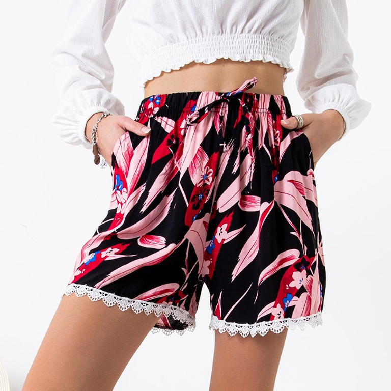 Short femme rose fleuri PLUS TAILLE - Vêtements