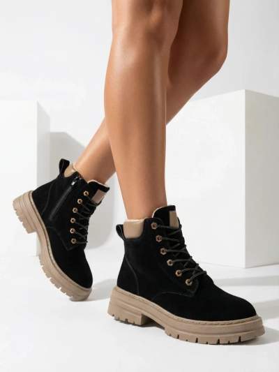 Royalfashion Bottes de trappeur isolées pour femmes, noires et marron Radoras