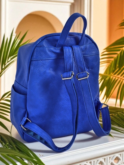 Sac à dos pour femme Callisto Royal Blue — grand, tendance en cuir écologique avec fermeture éclair