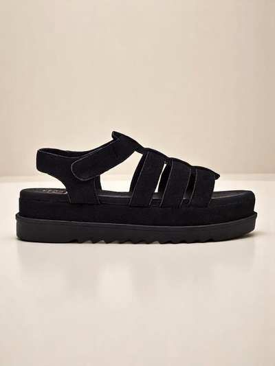 Sandales pour femmes Heraclea Royalfashion à plateforme noires en éco-cuir