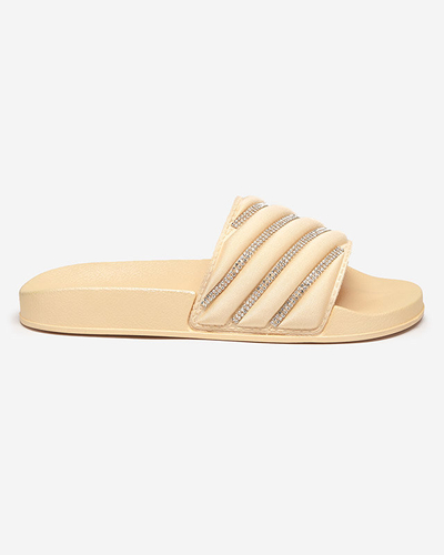 OUTLET Babouches dorées pour femmes avec zircons cubiques Mytaris - Footwear