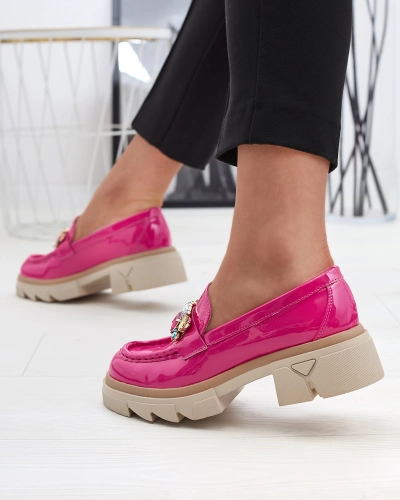 Mocassins fuchsia laqués avec pierres colorées Sarix - Chaussures