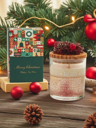 Bougie parfumée de Noël Joyeux Noël Bonne Année