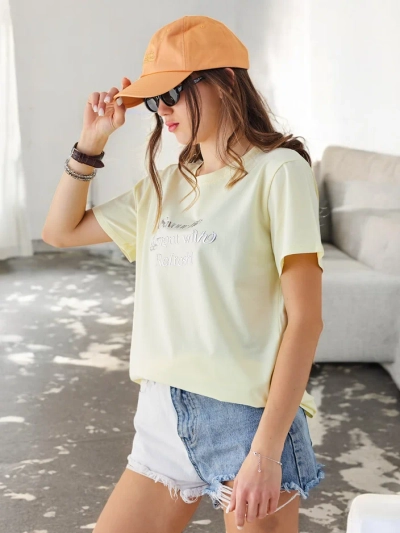 Royalfashion T-shirt en coton pour femmes Savourez le moment avec Refresh