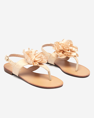 Sandales beiges pour femmes avec une fleur Nerikala - Chaussures