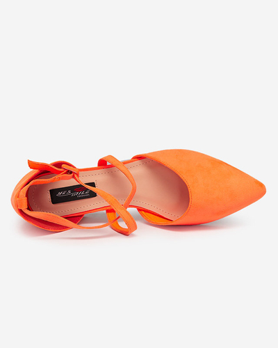 OUTLET Escarpins pour femmes à talons plats orange fluo Wohasi- Shoes