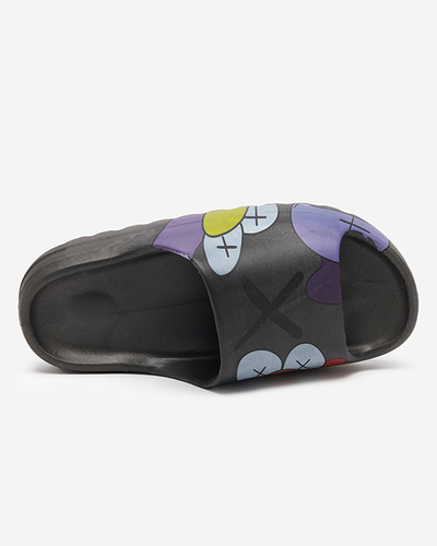 OUTLET Chaussons pour femmes en caoutchouc noir avec imprimé Pfizz-footwear