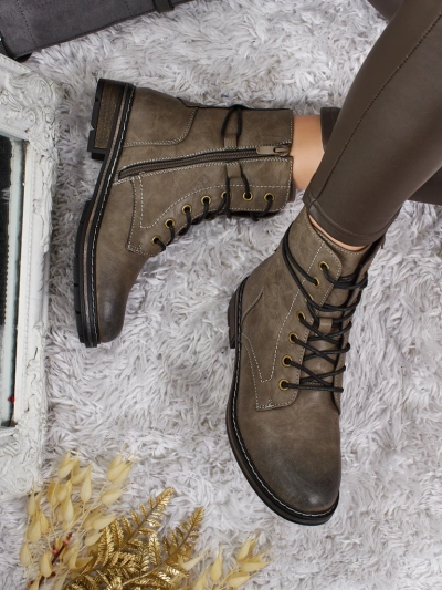 Bottines lacées pour femmes en cuir écologique Ravonna