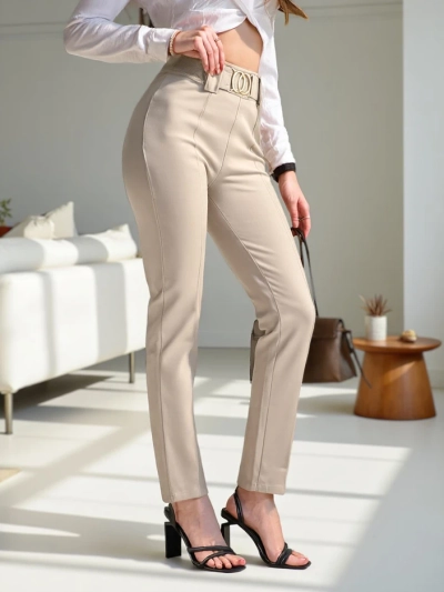 Treggings en coton pour femmes Royalfashion avec un pli