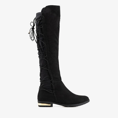 Royan Black Over The Knee Boots - Chaussures