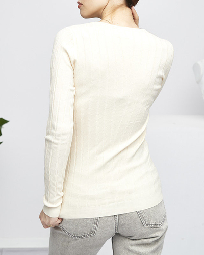 Pull femme beige à col rond - Vêtements