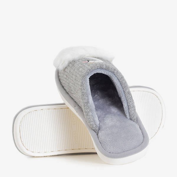 Chaussons femme gris avec un cygne Assul - Chaussures