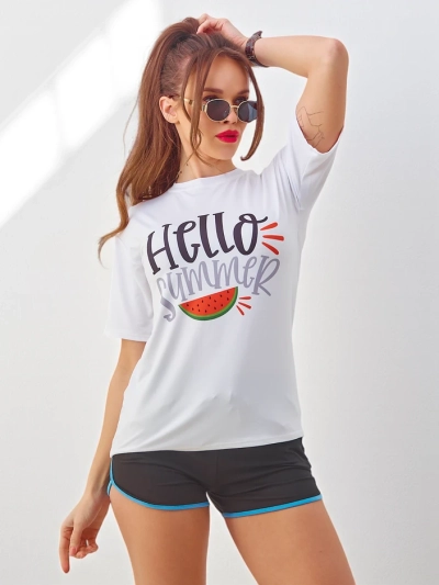 Ensembles de sport pour femmes Royalfashion avec un t-shirt et un short Bonjour Été
