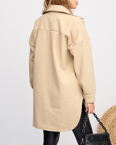 Veste chemise femme oversize beige - Vêtements
