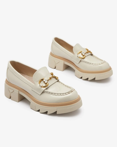 Mocassins femme beige laqué avec cristaux Inriw - Footwear
