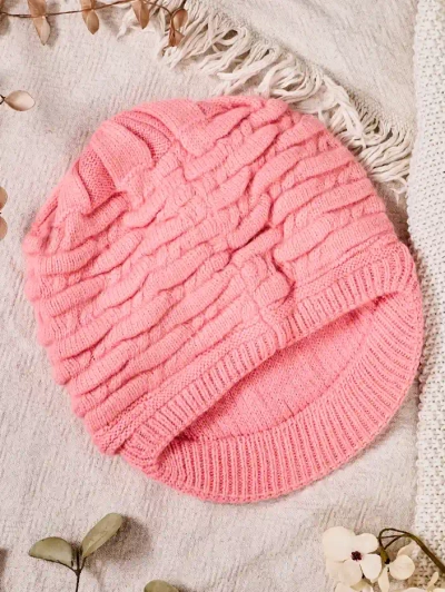 Chapeau chaud rose pour femmes avec perles- Accessoires