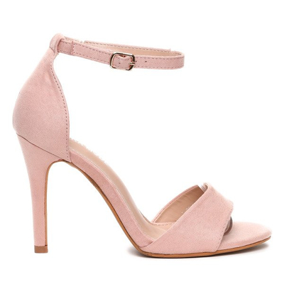 Różowe sandałki na szpilce- Obuwie