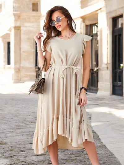 Robe midi pour femmes Royalfashion avec volants et manches courtes