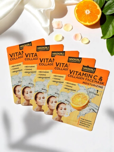 Haokali - Masque facial avec Vitamine C et collagène - hydrate, illumine et tonifie