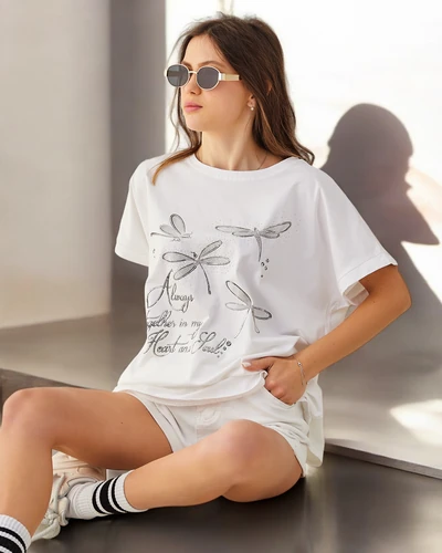 T-shirt en coton pour femmes Royalfashion avec imprimé