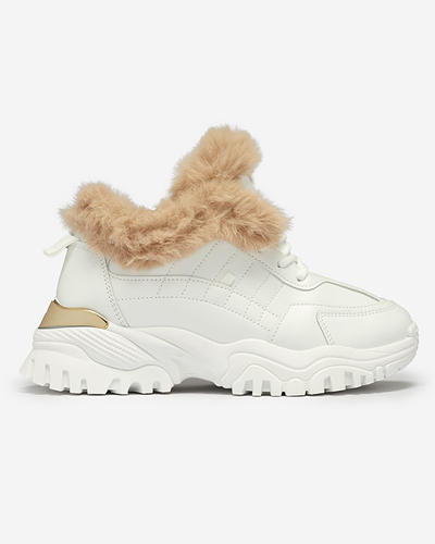 Chaussures de sport pour femmes blanches avec fourrure Flixi - Chaussures