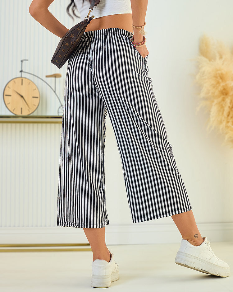Royalfashion Pantalon culotte large rayé pour femme