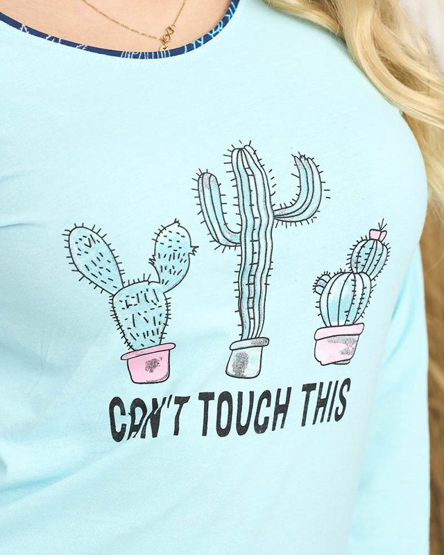 Pyjama femme bleu avec imprimé - Vêtements