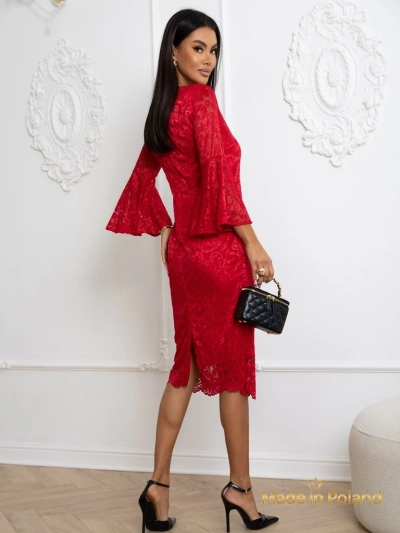 Robe midi en dentelle pour femmes à manches larges Holly Wow