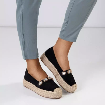 Espadrilles noires pour femmes avec cristaux Fenenna - Chaussures