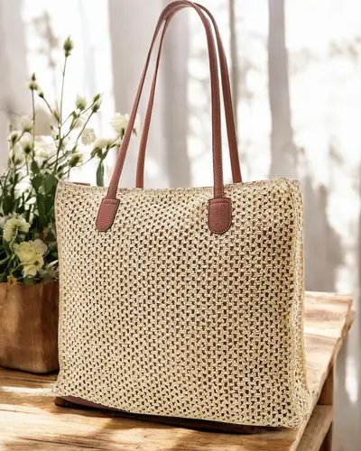 Royalfashion Grand sac d'été en paille pour femmes