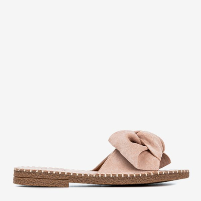 tongs beiges pour femmes avec un nœud Latus - chaussures 1