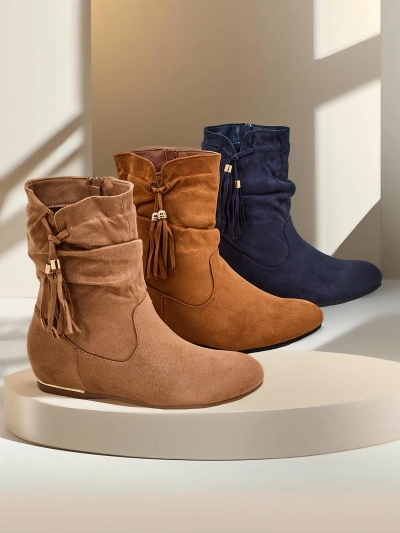 Royalfashion Eko - bottines en daim sur un talon compensé couvert adorables
