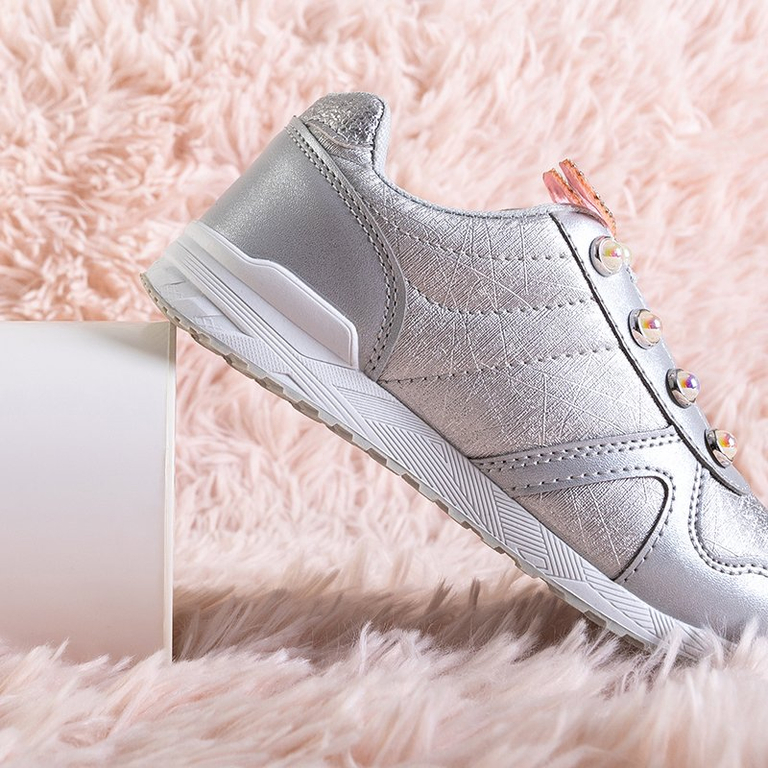 Chaussures de sport pour enfants argentées avec décorations Demiak - Footwear