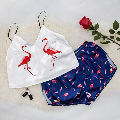 Pyjama femme flamant rose cobalt - Vêtements