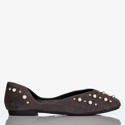 Ballerines grises pour femmes avec perles Emanossa - Chaussures 1