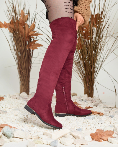 Royalfashion Maroon Bottes hautes élégantes pour femmes