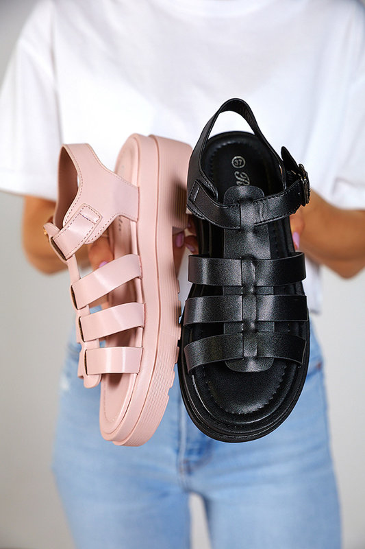 OUTLET Sandales noires pour femme sur semelle plus épaisse Gacino - Footwear