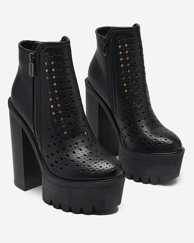 OUTLET Bottes femme noires ajourées sur le post Elangel-Footwear
