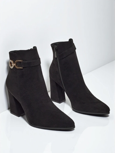 Bottines femme en éco-daim à talons épais Victi