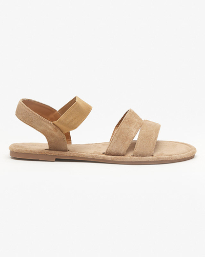 OUTLET Sandales plates pour femme en éco-daim marron clair Nerina - chaussures