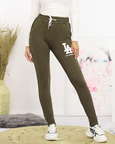 Pantalon de jogging femme vert foncé avec patch coloré - Vêtements