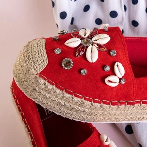 OUTLET Espadrilles pour femmes rouges à décor Loranda - Chaussures